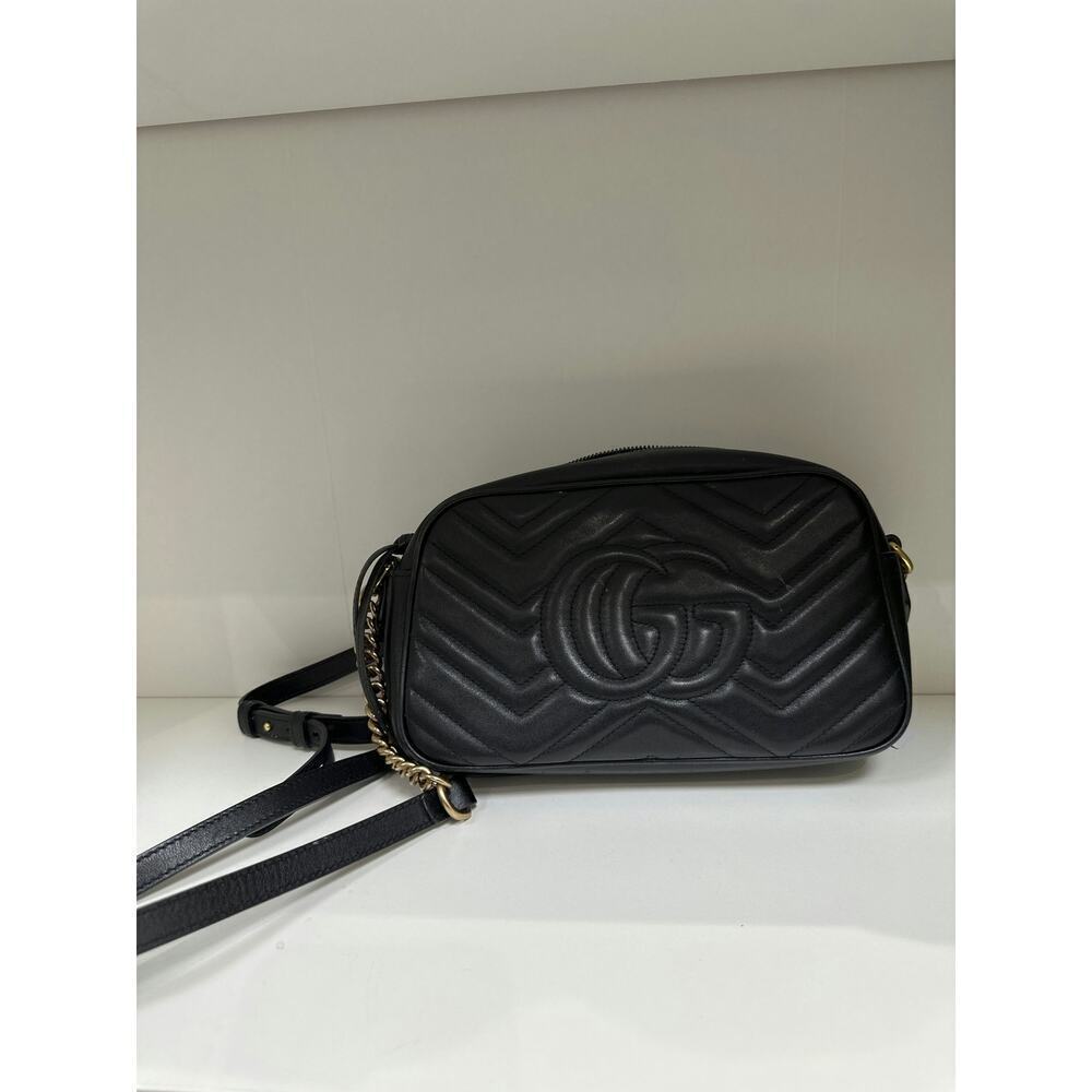 Gucci GG Marmont Matelassé Leather Camera Bag - Black, Good Condition - Picture 2 of 6